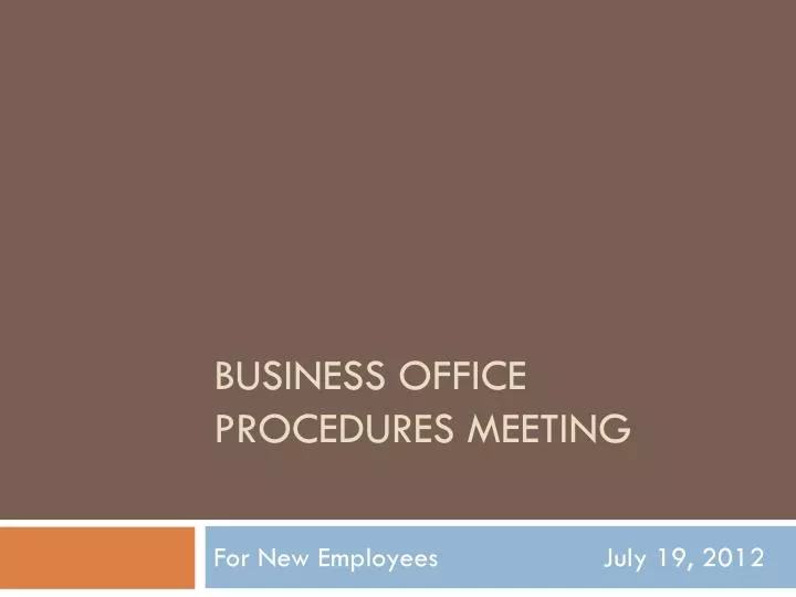 business office procedures meeting