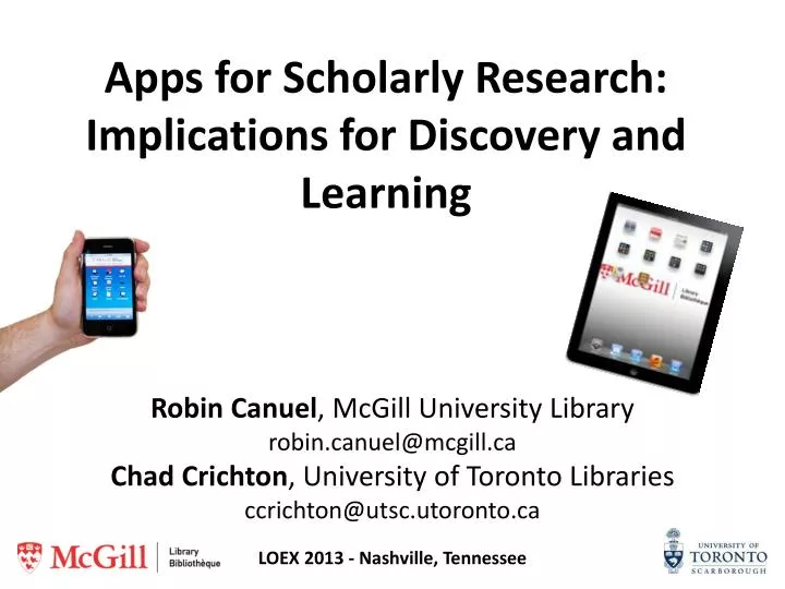 apps for scholarly research implications for discovery and learning