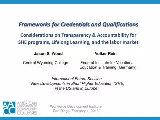 Frameworks for Credentials and Qualifications Considerations on Transparency &amp; Accountability for SHE programs, Li