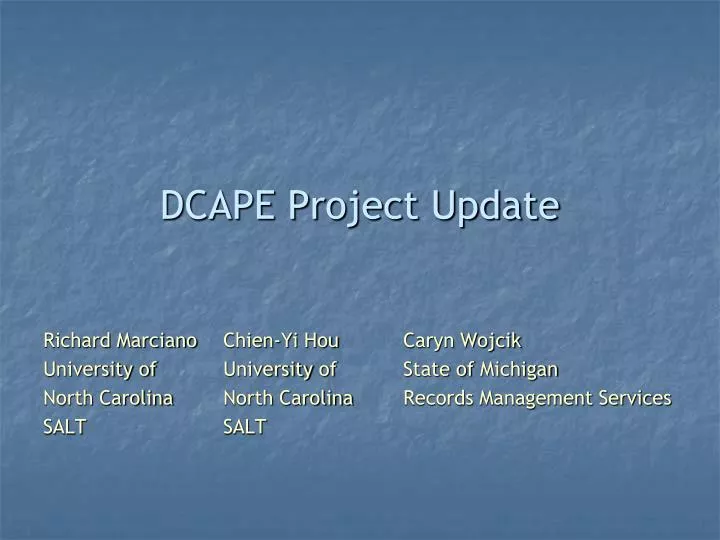 dcape project update