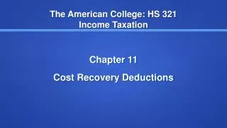The American College: HS 321 Income Taxation