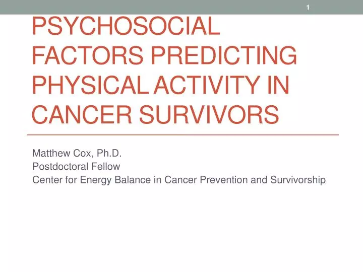 psychosocial factors predicting physical activity in cancer survivors