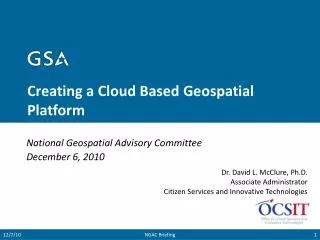 Creating a Cloud Based Geospatial Platform