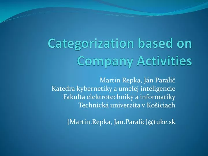 categorization based on company activities