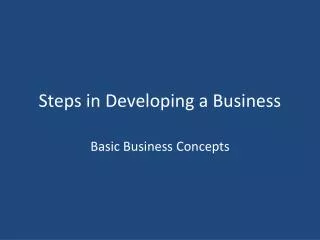 Steps in Developing a Business