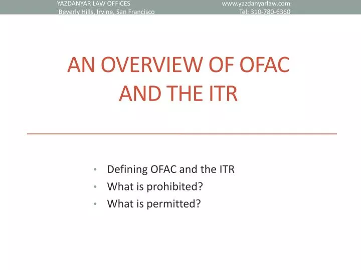 an overview of ofac and the itr