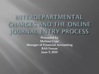 INTERDEPARTMENTAL Charges and the online journal entry process