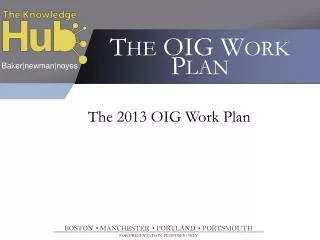 The OIG Work Plan