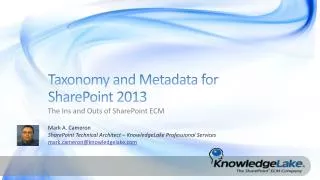 Taxonomy and Metadata for SharePoint 2013