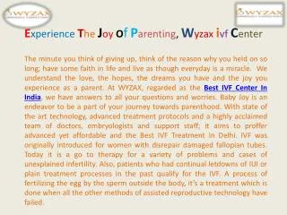 Experience The Joy Of Parenting, Wyzax ivf Center