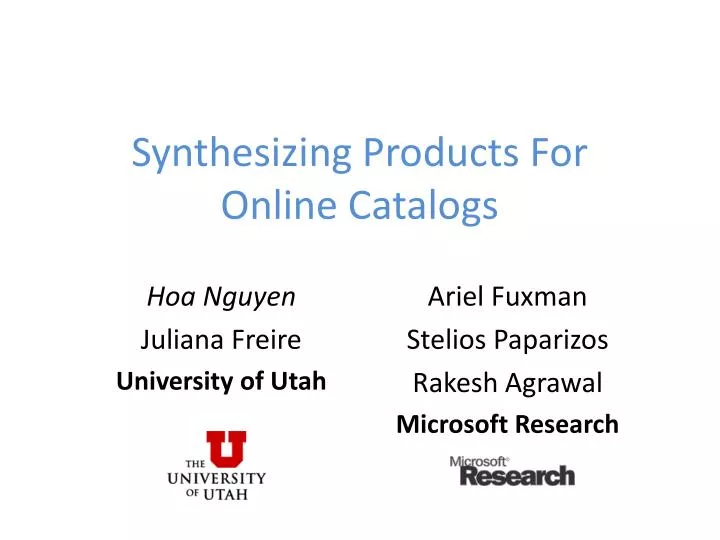 synthesizing products for online catalogs
