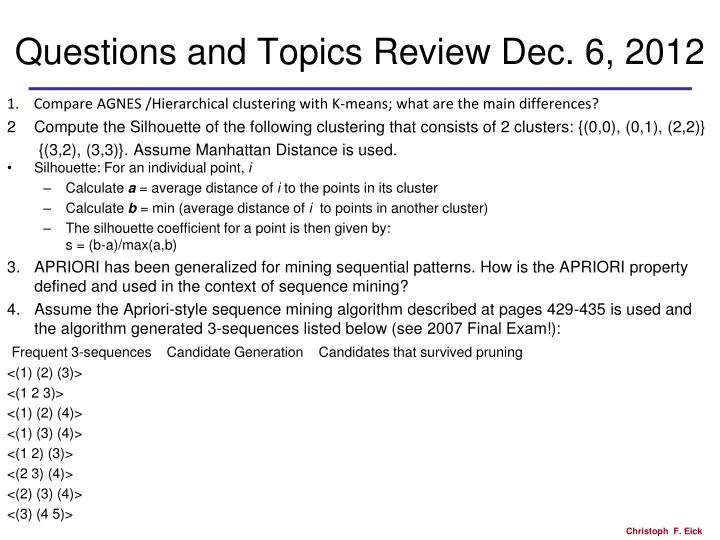 questions and topics review dec 6 2012