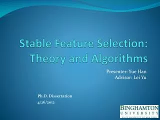 Stable Feature Selection: Theory and Algorithms