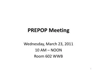 PREPOP Meeting