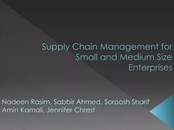 supply chain management for small and medium size enterprises