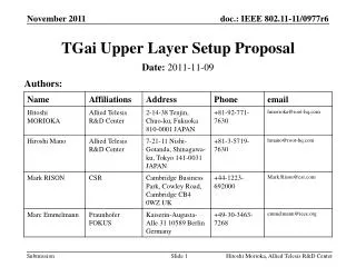 TGai Upper Layer Setup Proposal