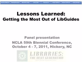 Lessons Learned: Getting the Most Out of LibGuides