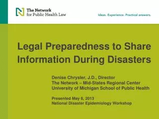 Legal Preparedness to Share Information During Disasters