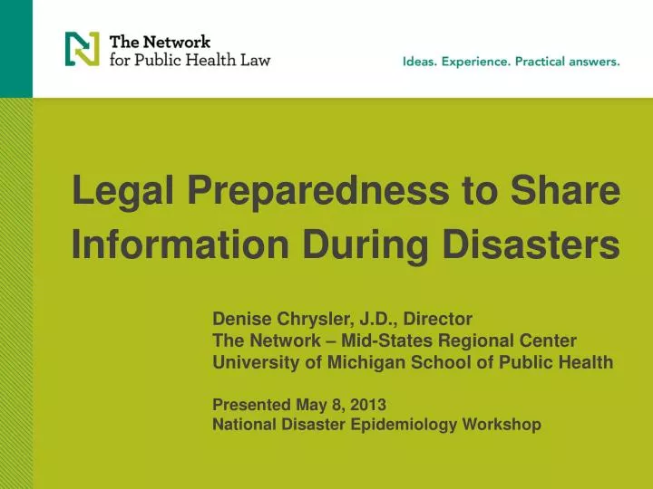 legal preparedness to share information during disasters