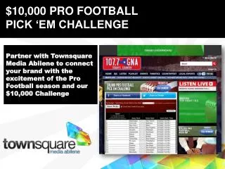 Partner with Townsquare Media Abilene to connect your brand with the excitement of the Pro Football season and our $10