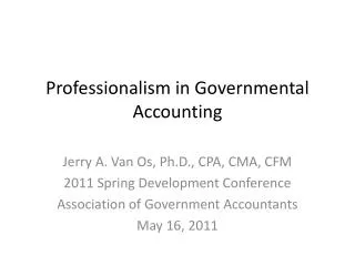 Professionalism in Governmental Accounting