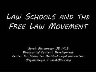 Law Schools and the Free Law Movement