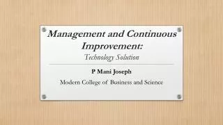 management and continuous improvement technology solution