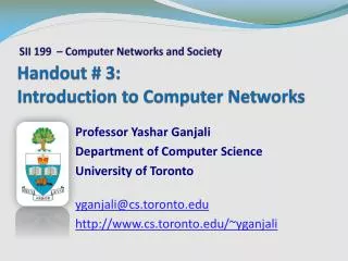 Handout # 3: Introduction to Computer Networks