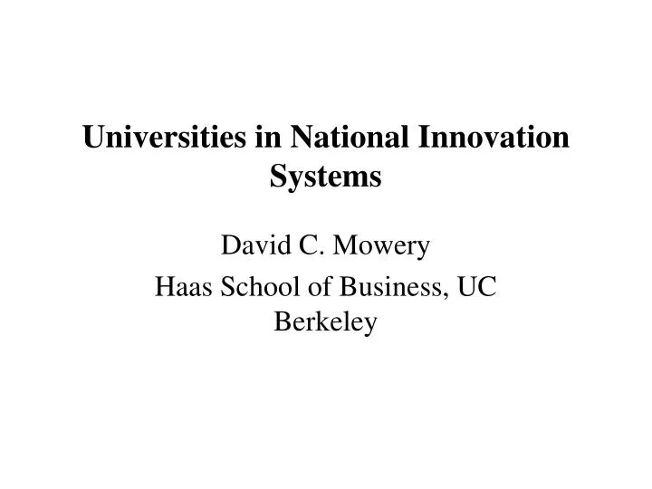 universities in national innovation systems
