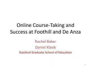 Online Course-Taking and Success at Foothill and De Anza