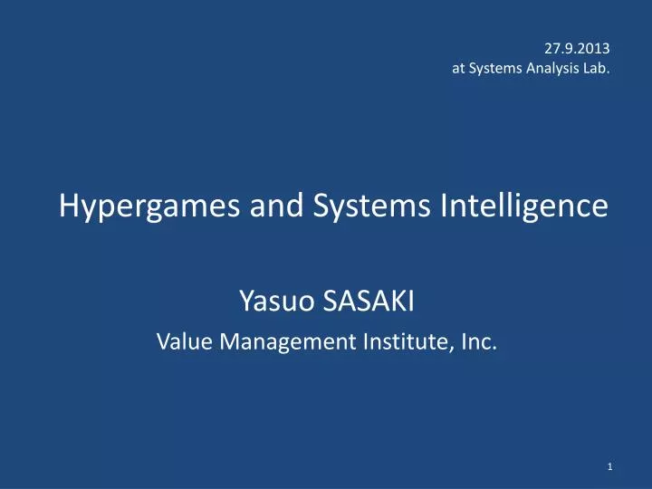 hypergames and systems intelligence