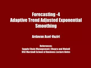 Chapter 7 Demand Forecasting in a Supply Chain