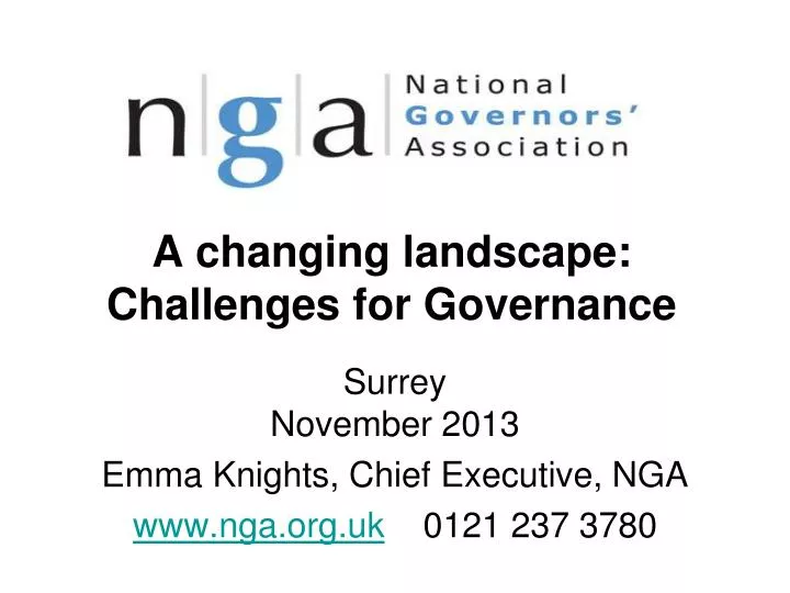 a changing landscape challenges for governance