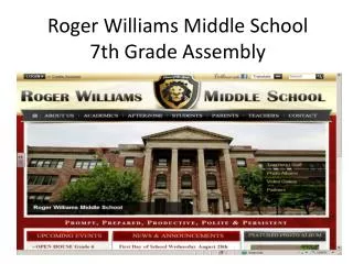 Roger Williams Middle School 7th Grade Assembly