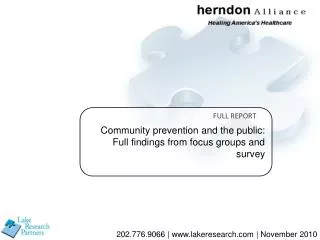 Community prevention and the public: Full findings from focus groups and survey