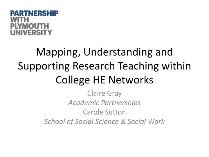 mapping understanding and supporting research teaching within college he networks