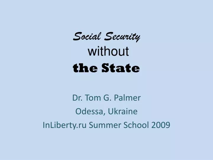 social security w ithout the state
