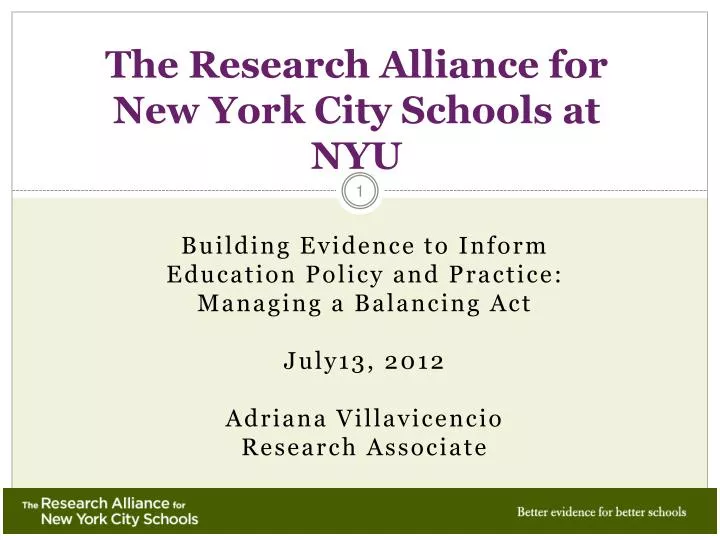 the research alliance for new york city schools at nyu