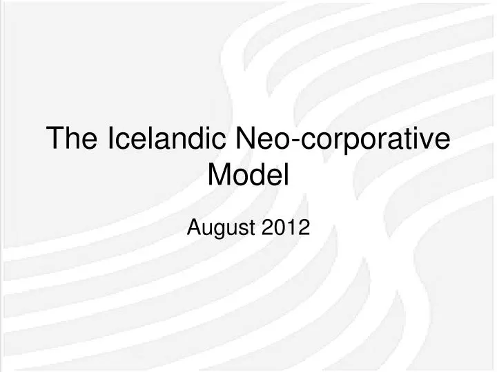 the icelandic neo corporative model