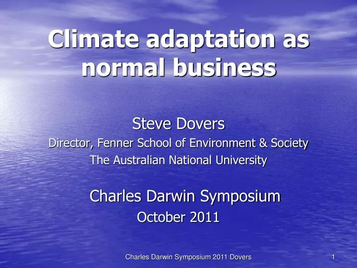 climate adaptation as normal business