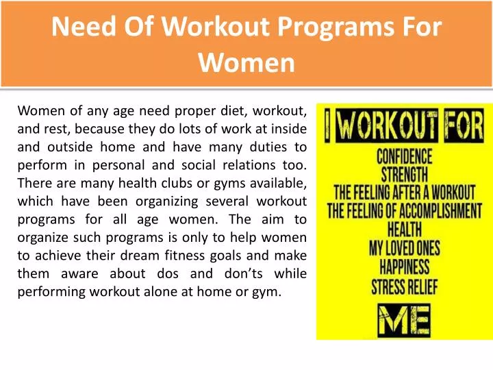 need of workout programs for women