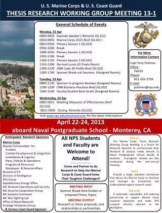 April 22-24, 2013 aboard Naval Postgraduate School - Monterey, CA
