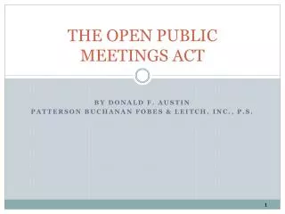 THE OPEN PUBLIC MEETINGS ACT