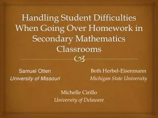 Handling Student Difficulties When Going Over Homework in Secondary Mathematics Classrooms