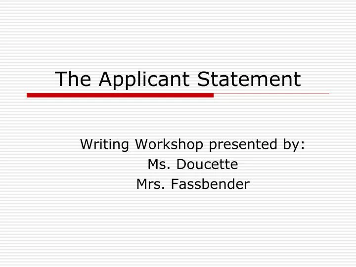 the applicant statement