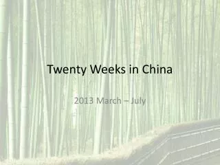 Twenty Weeks in China