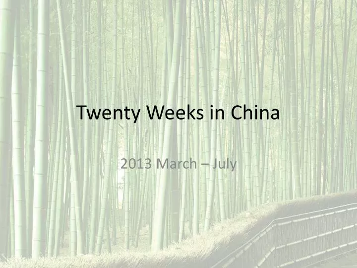 twenty weeks in china