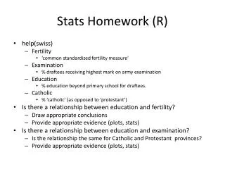 Stats Homework ( R)
