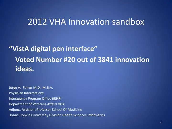 2012 vha innovation sandbox