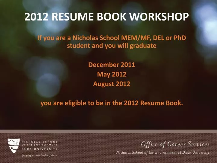 2012 resume book workshop